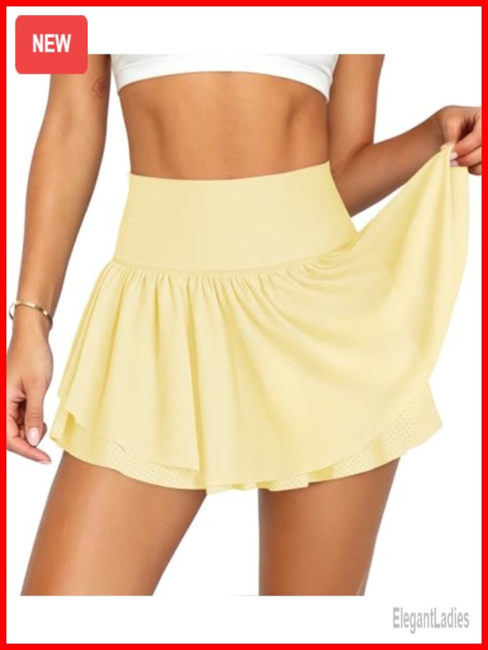 Women's Pleated Ruffle Tennis Skort High Waist Mini Flowy Athletic Skirt